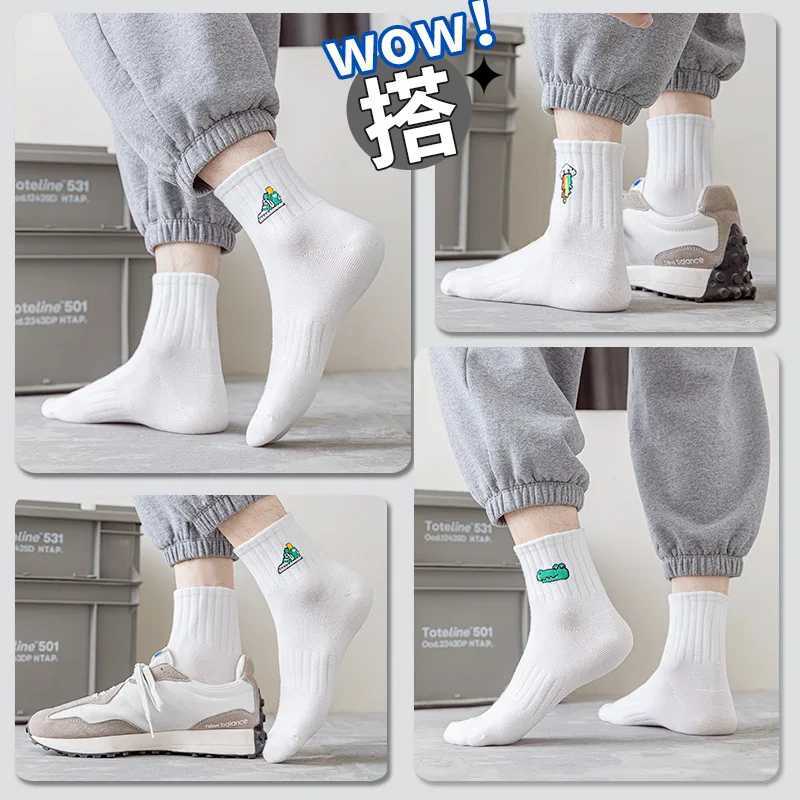 Socks 3 pairs womens embroidered ankle socks cartoon cotton sports socks mens fashion Japanese style X250319
