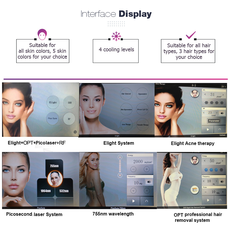 Picosecond laser skin rejuvenation radio frequency face lift machines ipl opt body hair removal nd yag pigmentation machine