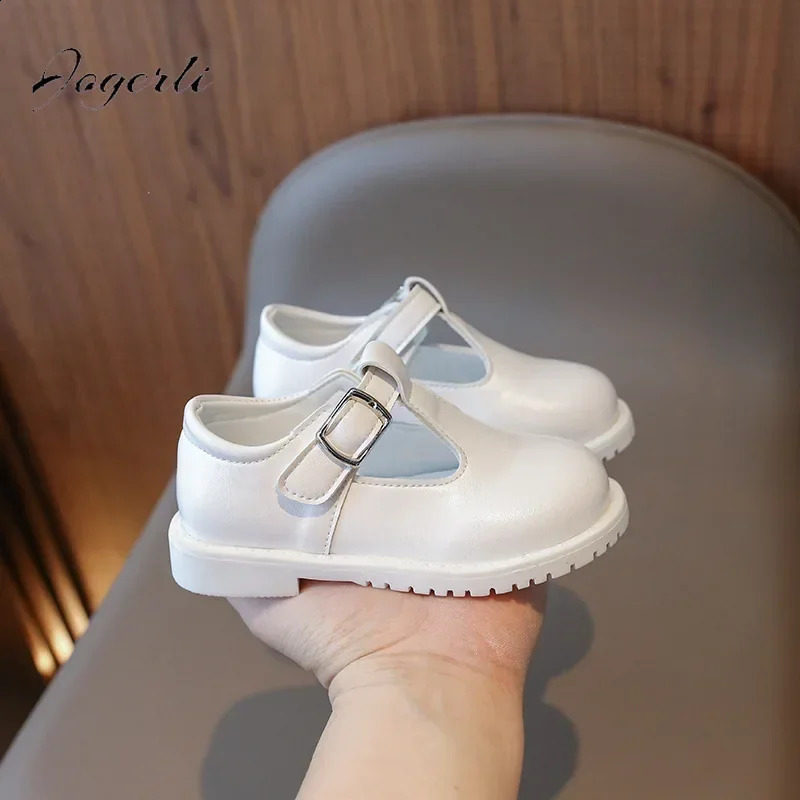 Girls Shoes Spring Fashion Edition Round Head PU Leather Flat Bottom Childrens Soft Student Loafer 250319