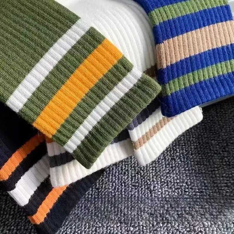 5 pairs of mens colorful striped casual socks fashionable sports socks sweat absorbing and breathable suitable for all seasons X250319