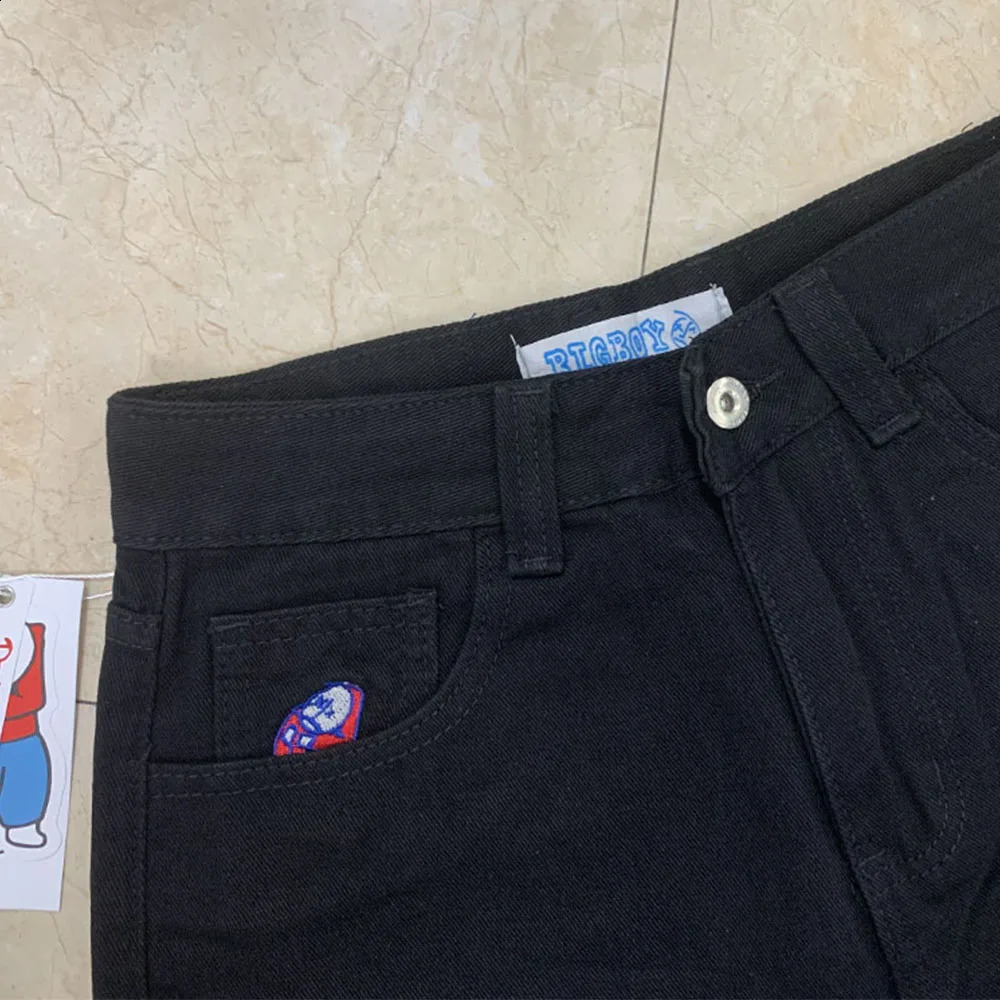 Polar Big Boy ed Jeans Y2K Pants Streetwear Gothic Cartoon Blue Pocket Retro Punk Rock High Waist Denim Trousers 250317
