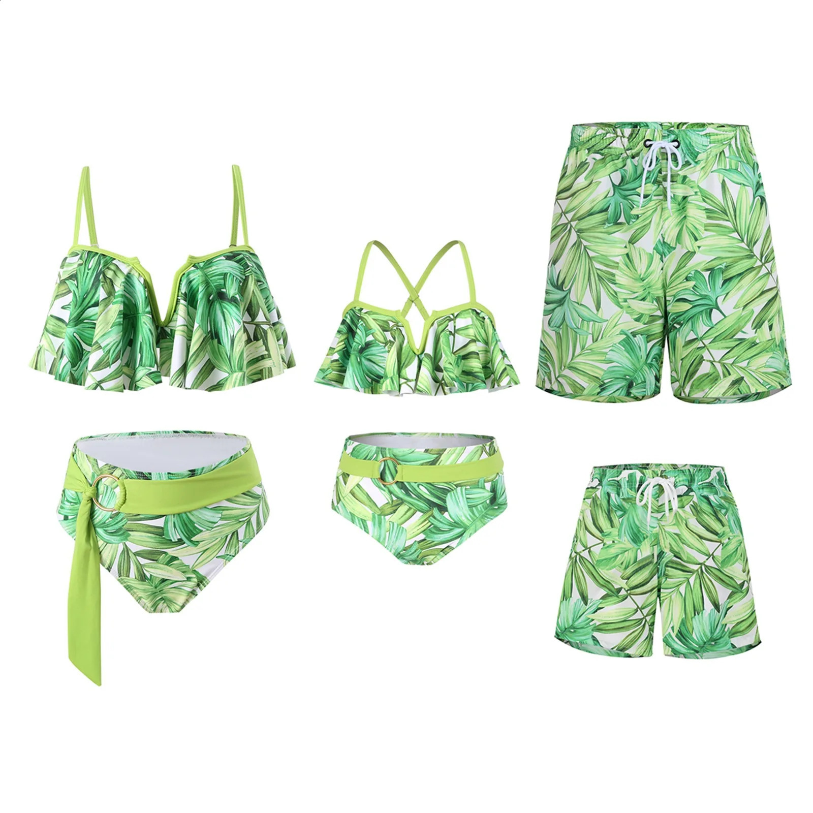 Summer Family Matching Outfits Look Mother Daughter Bikini Swimsuits Mommy And Me Clothes Dad Son Swimming Trunks 250319