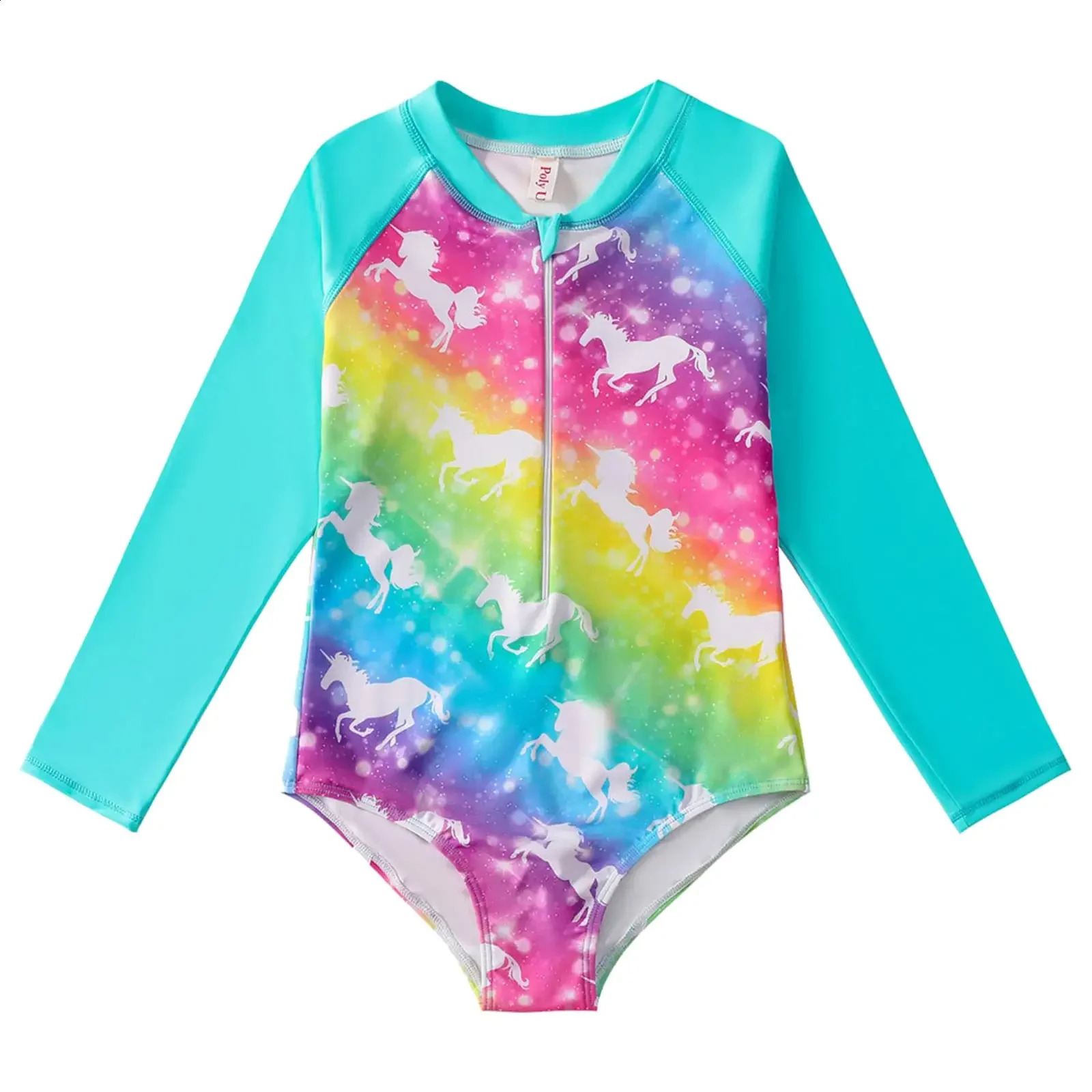 Swimming Suit for Kids Girl Kids Girls Swimming Jumpsuit Swimwear Long Sleeve Front Zipper One-piece Suit Beach Bathing Bodysuit 250319