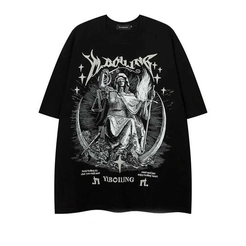 Mens and womens cotton creative printing graphic T-shirt round neck short sleeved oversized T-shirt street clothing Harajuku Y2K summerT250319