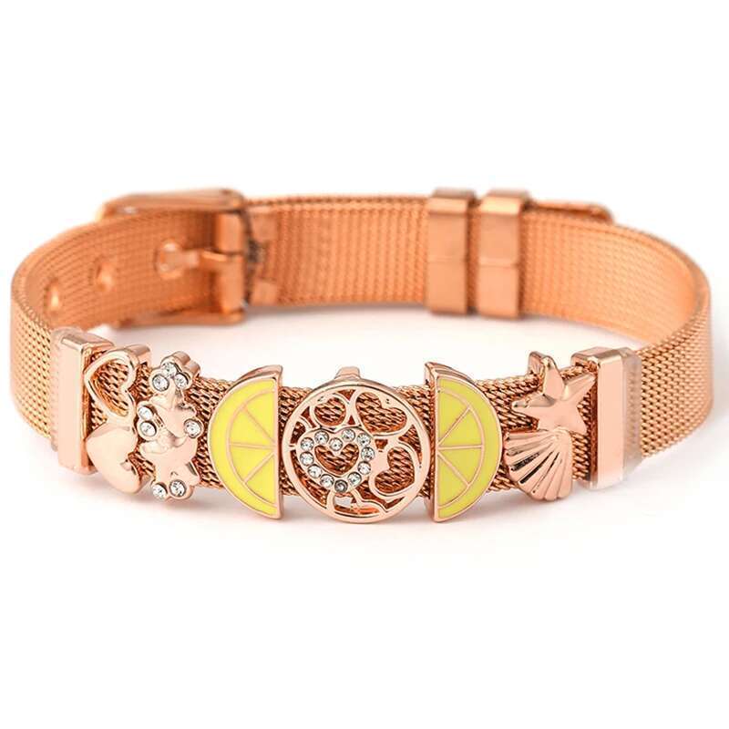 High Quality 10mm Beads Charm Bracelets DIY Stainless Steel Mesh Keeper Bracelets Bangles Pulseras Mujer For Women Men Jewelry