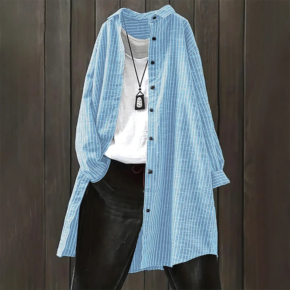 Plus size 2025 springsummer womens clothing striped loose casual commuting style office outdoor street 250312