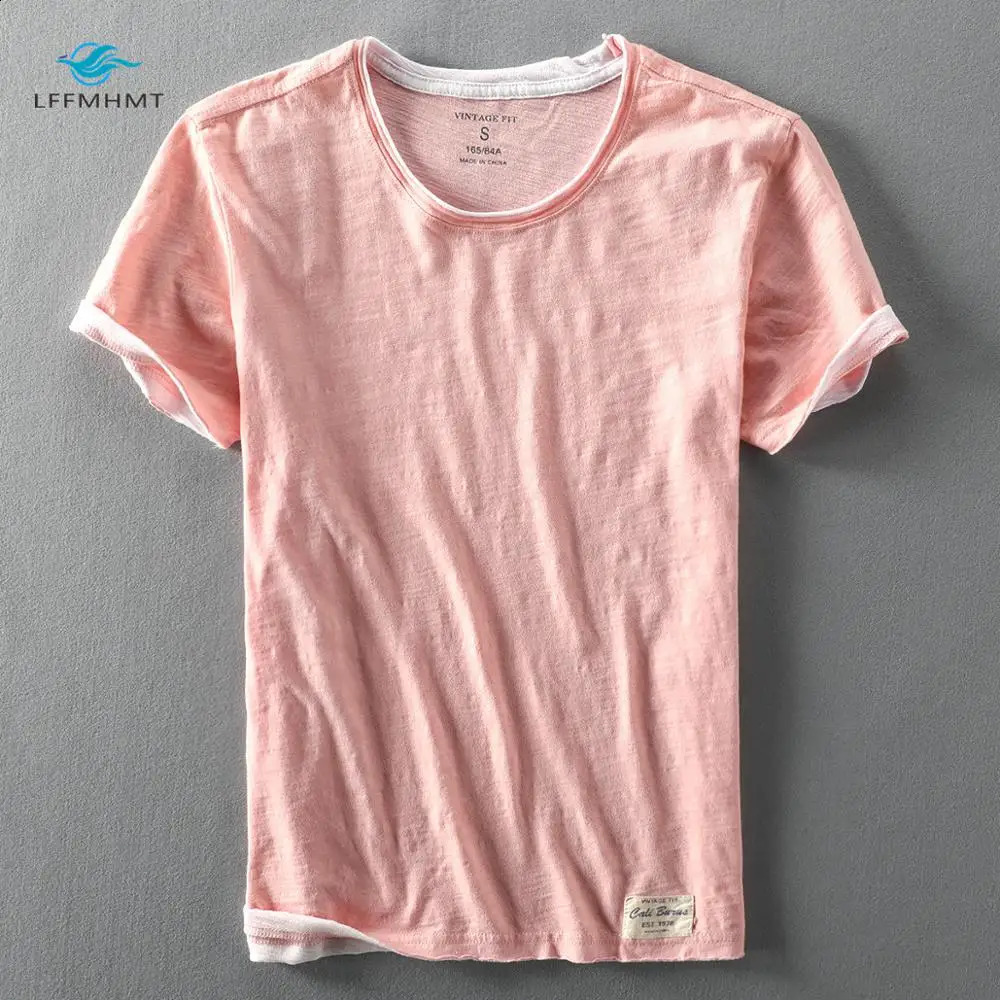 Men Summer Fashion Japan Style Bamboo Cotton Solid Color Short Sleeve T-shirt Male Casual Simple Thin White Tee Tshirts 250319