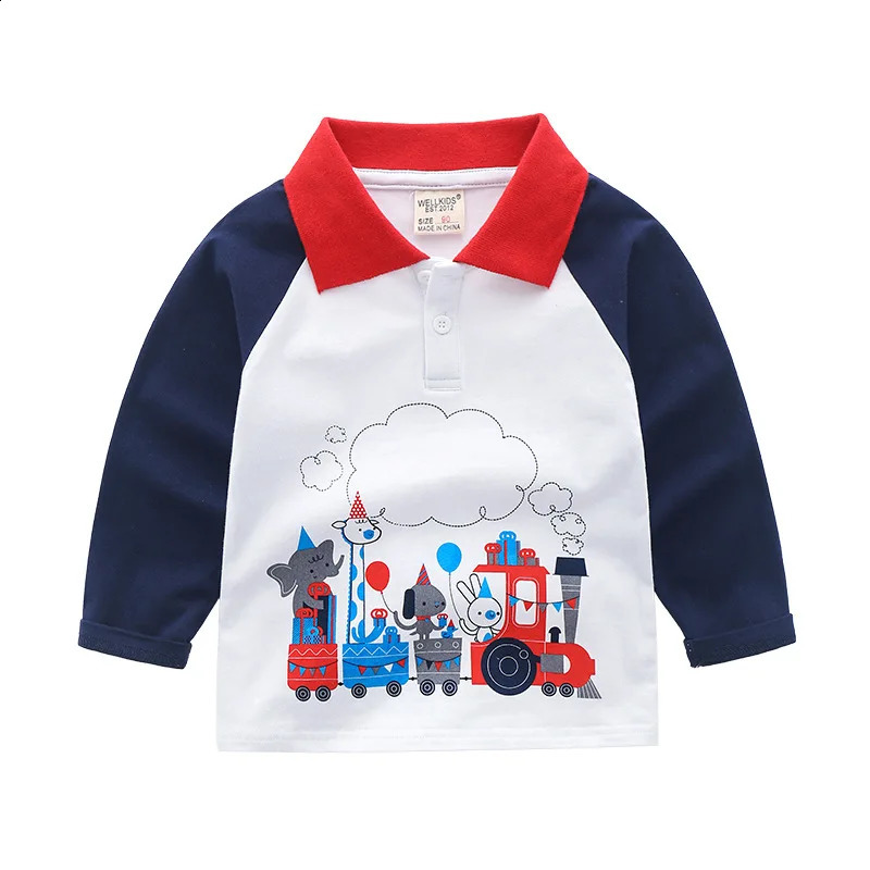 HoneyCherry Long-sleeved Polo Shirt for Children Lovely Stylish and Cartoon-themed Polo Shirt 250319