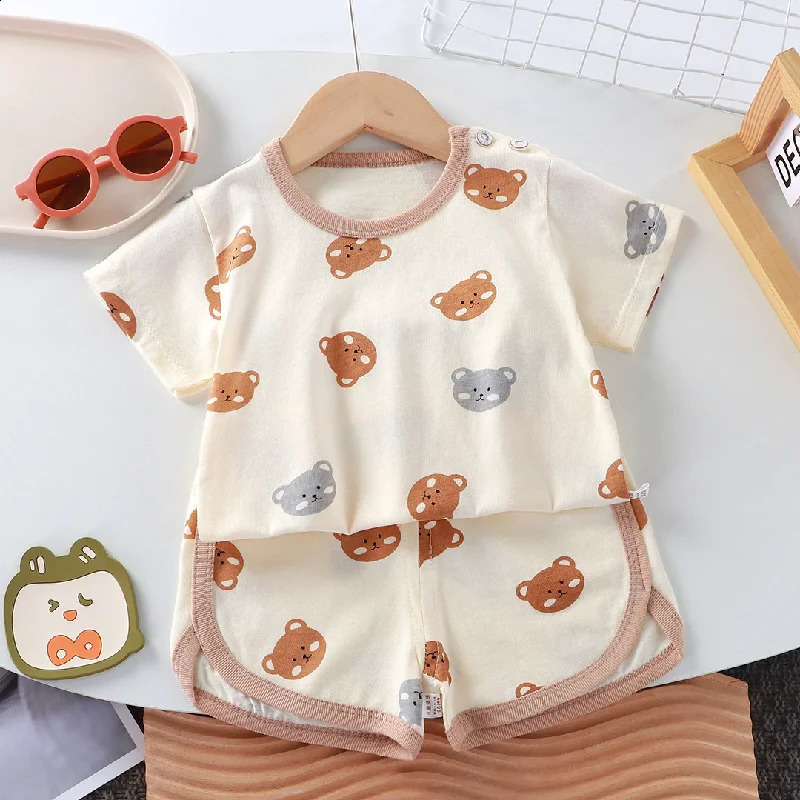 Kids Cartoon Clothing Sets Summer Fashion Short Sleeve Suits Boys Girls T-ShirtsShorts 2Pcs Children Outfits 0-6 Years 250319