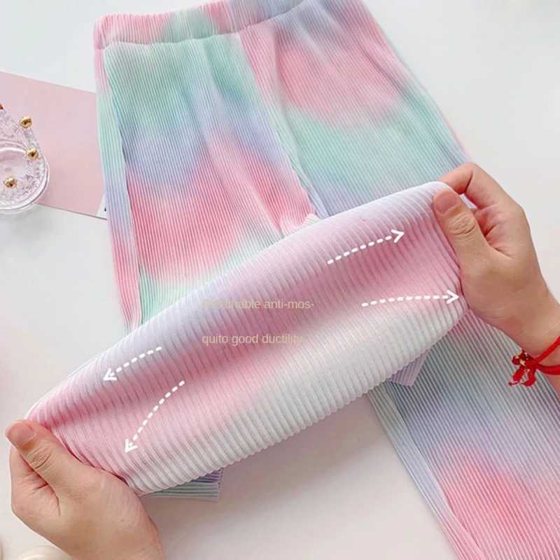2024 Summer Girls Pants Childrens Wide Leg Pants Rainbow Mosquito Resistant Baby Trousers Youth Casual ClothingT250318