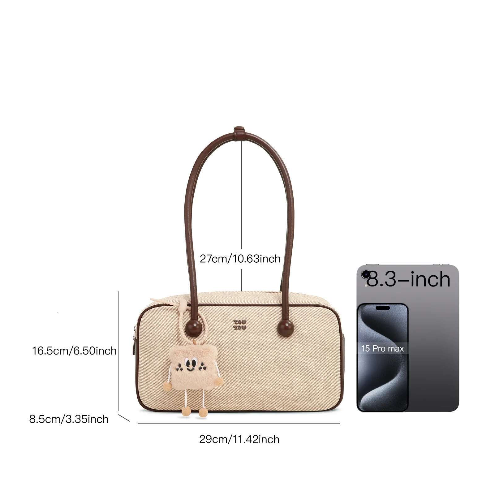 TOUTOU Women Bowg Underarm Bag 2024 Autumn Canvas Original Designer Brand Female Replica Handbag Cute Pendent Christmas Gift