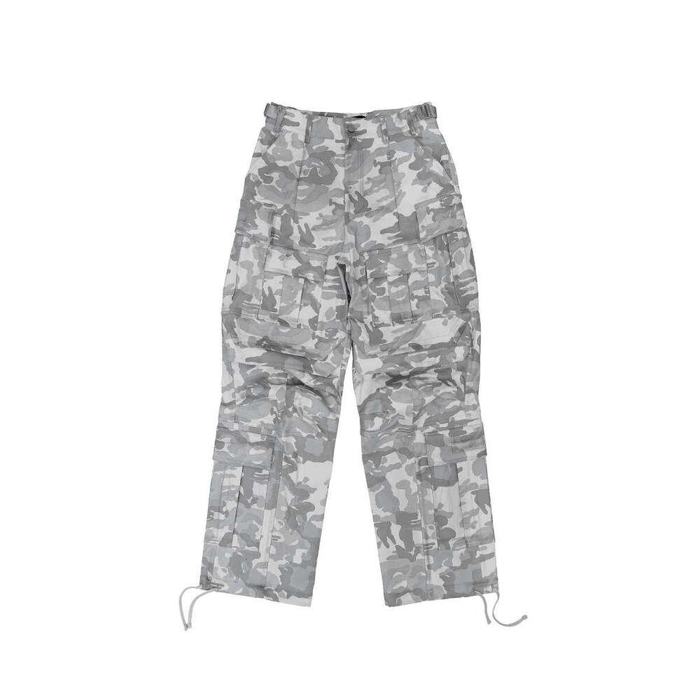 American style distressed dirty wash camouflage multi pocket tactical paratrooper functional workwear pants men's trendy brand