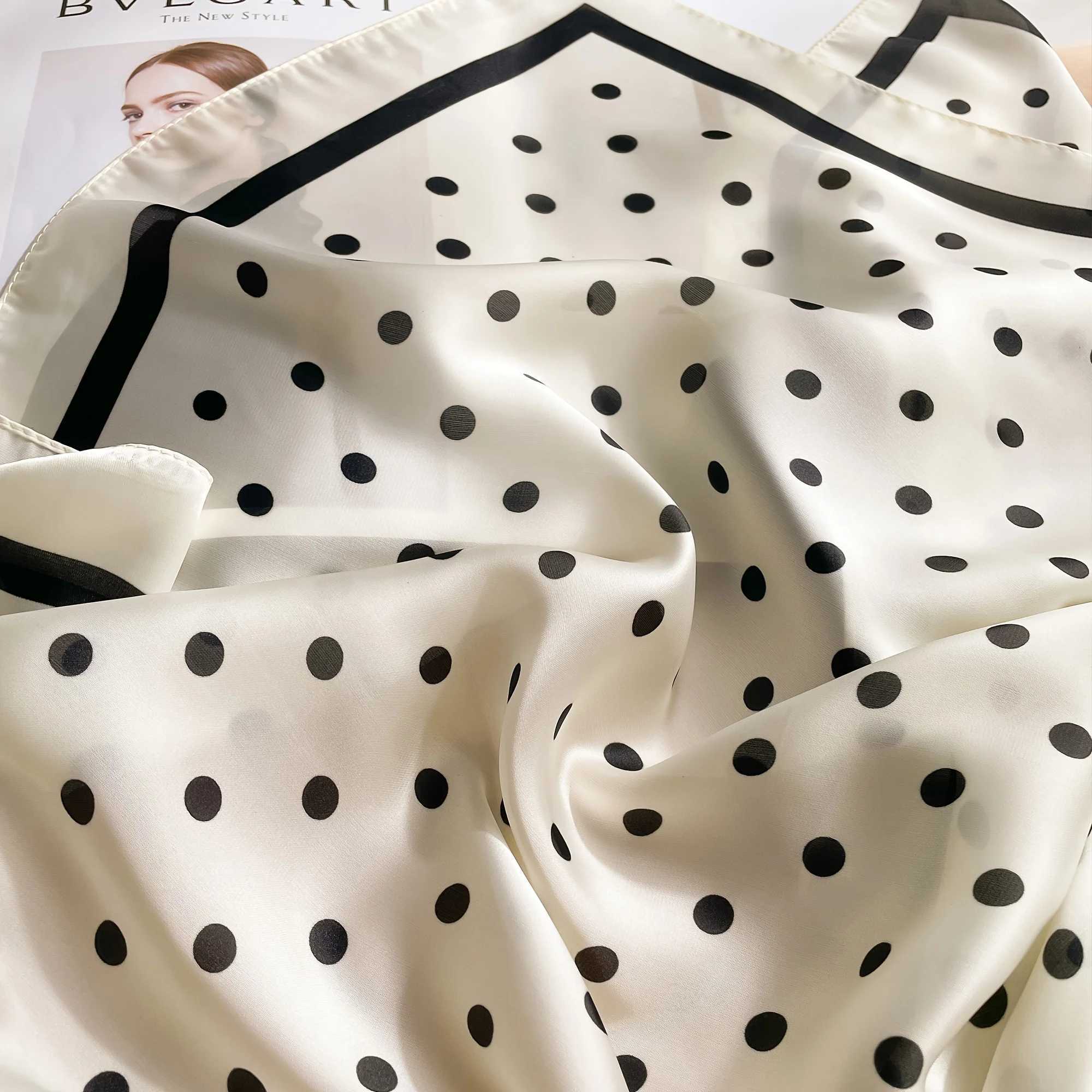 Wenzhou polka dot synthetic silk scarf fashionable square scarf neck accessories warm neck packaging headband elegant bag decoration X250319