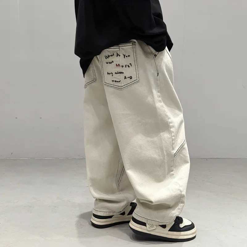 Baodu Childrens Clothing Childrens Jeans Spring 2025 Boys Straight Pants Boys Trousers Beige Pants TedT250318