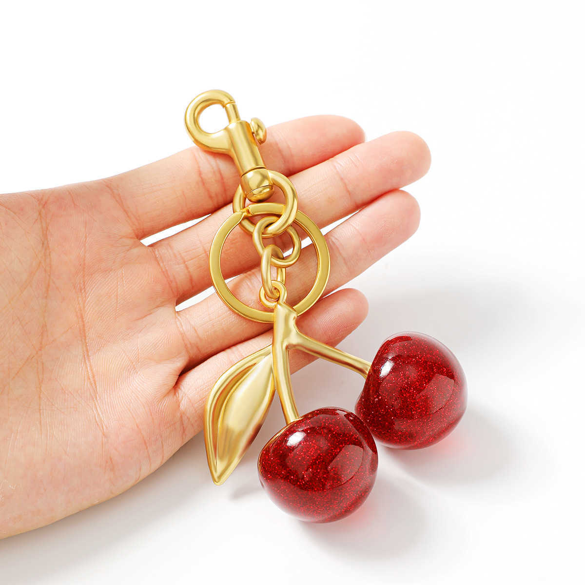 Keychains Lanyards Cherry Fruit Bag Pendant Keychain Handbag Creative Womens Gift Car Decoration H250318