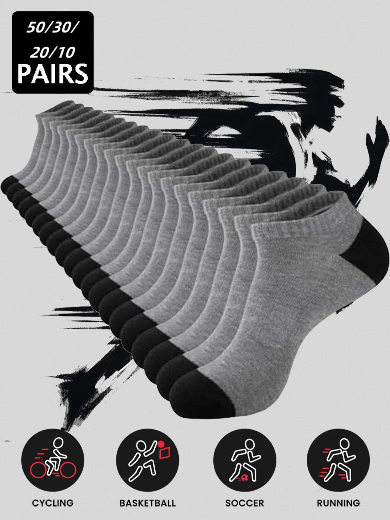 50/30/20/10 pairs of mens colored blocking boat socks basketball socks spring and summer dynamic fashion trends wearing bicycle socks X250319
