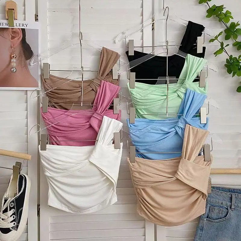 Colorful Y2K Spicy Girls Crop Top One Shoulder Sleeveless In Ladys sweet Vest Korean Casual Chic Camisole Streetwear 250319