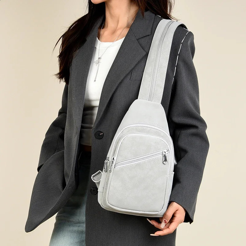 PU Solid Color Product Womens Waist Packs Zipper Casual Crossbody Bag Soft Versatile Commuting Chest Bag 250317