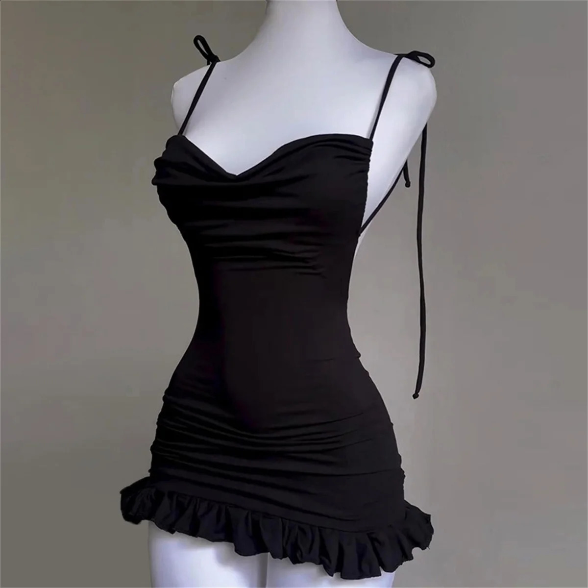 2024 European and American highend Y2K sexy open back ultrathin slim fit spicy girl short skirt summer party club mini dress 250319