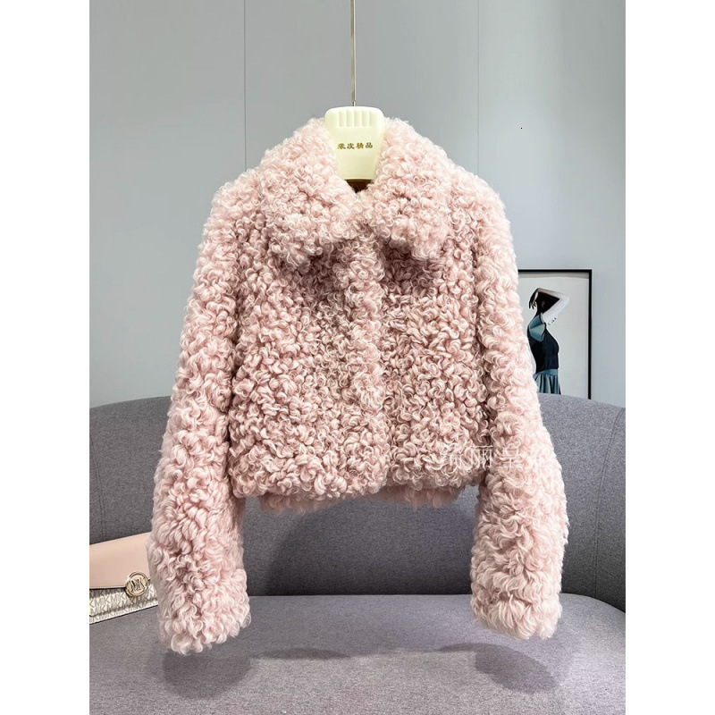 Shepherd Roll 2024 Lamb Hair Short New Winter Cotton Thick Fashion Leather Coat