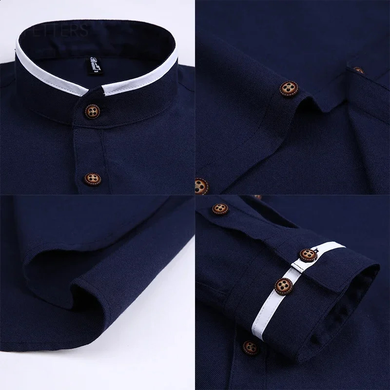 TFETTERS autumn long sleeved mens oversized shirt with pocket n Korean style stand collar ultrathin for clothing 250317