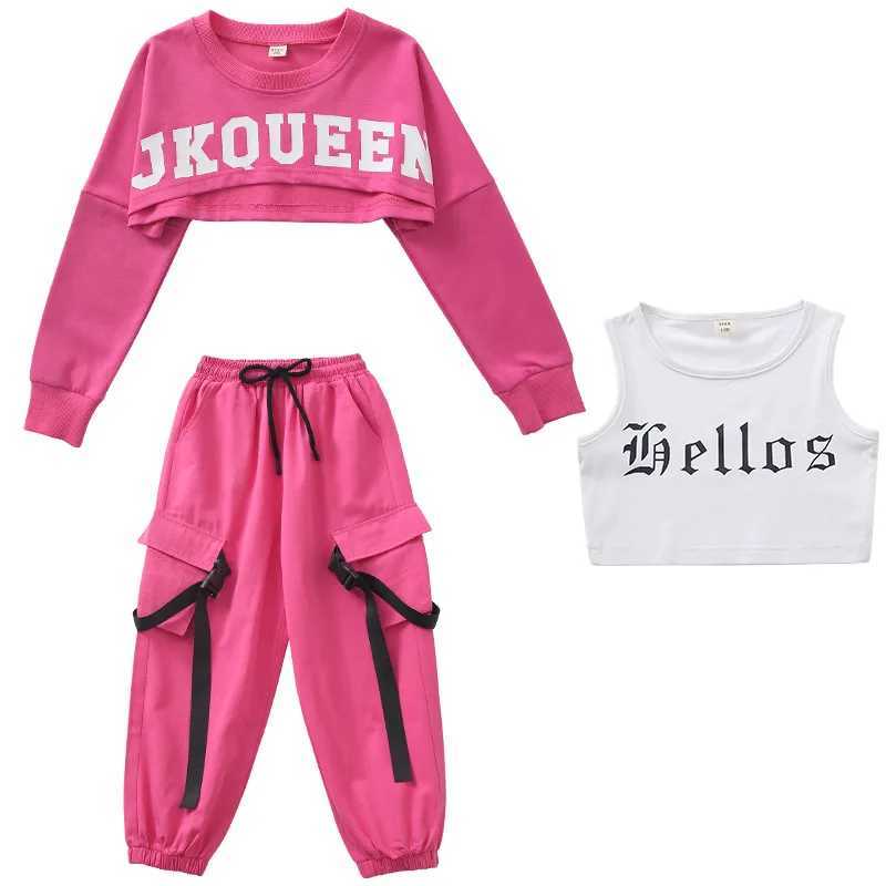 Fashionable girl jazz dance costume hip-hop unique girl jazz dance set with letter printed NAVEL clothing street clothingT250318