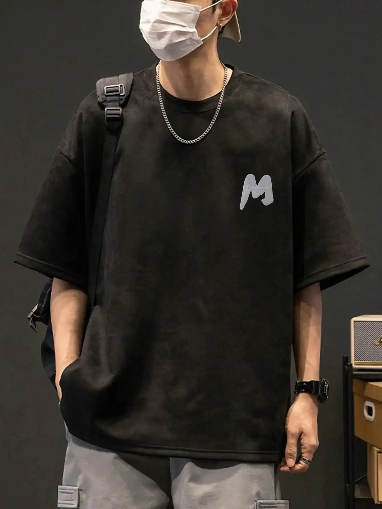 Mens Casual Fashion Trend Retro Foam Printing Round-neck Short Sleeve 250319