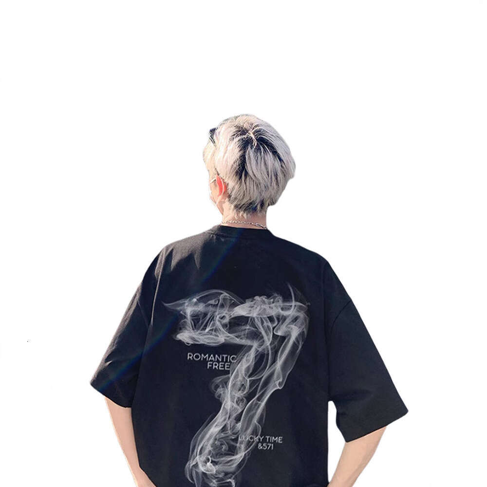 American fashion brand pure cotton short summer trend half sleeved top loose plus size men's T-shirt