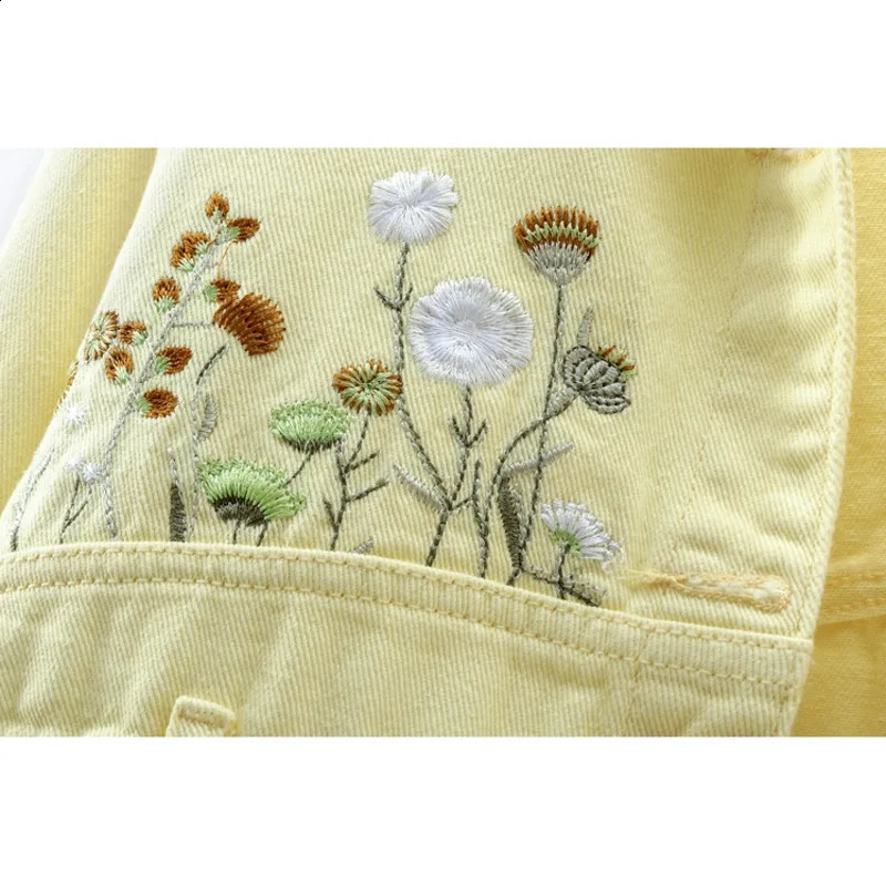 Fashion floral embroidery crop denim jacket womens lapel long sleeved single chest denim jacket retro streetwear womens jacket 250317