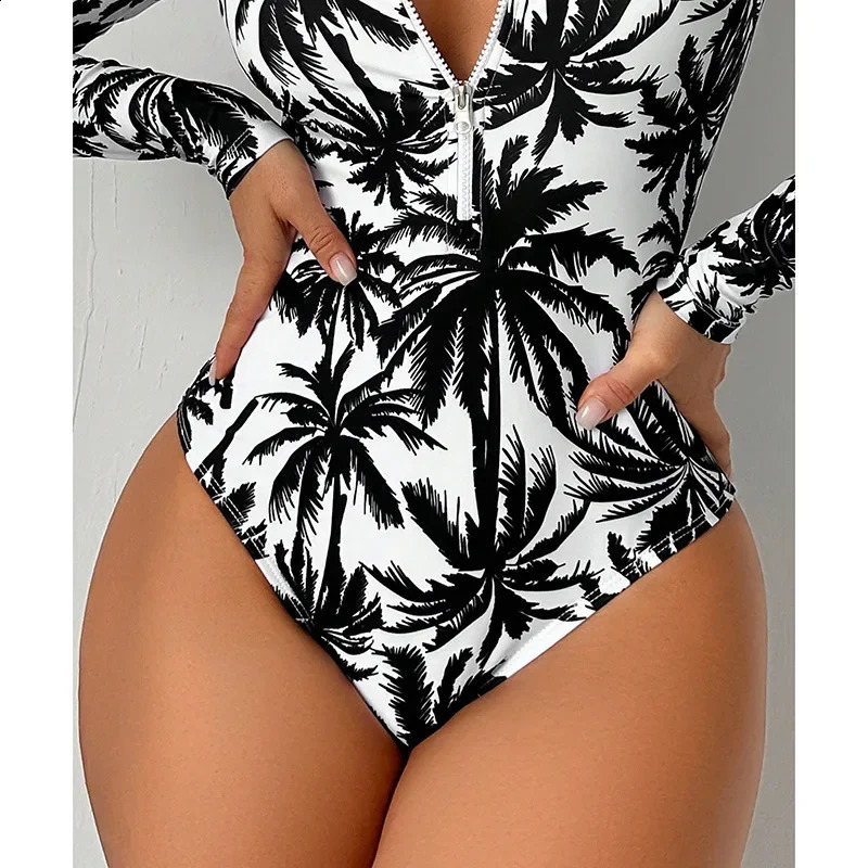 Women Summer Printed Swimsuit Fashion High Waist Pure Cotton Sexy Tight Conservative 250319