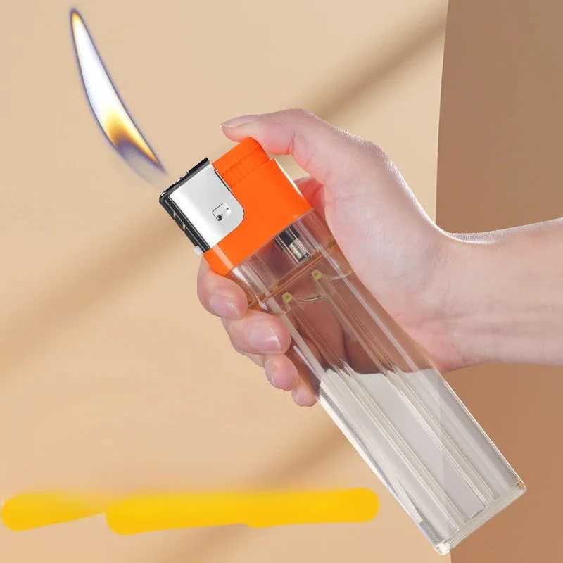 2025 New Extra Large Torch Butane Lighter Extra Large Transparent Body Large Capacity Gas Tank Cigarette Accessories WholesaleC250319
