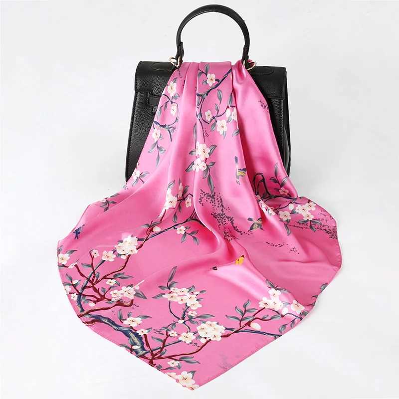 70 * 70cm silk texture brand design scarf printed shawl headband Fem hair wrist strap neck tie X250319
