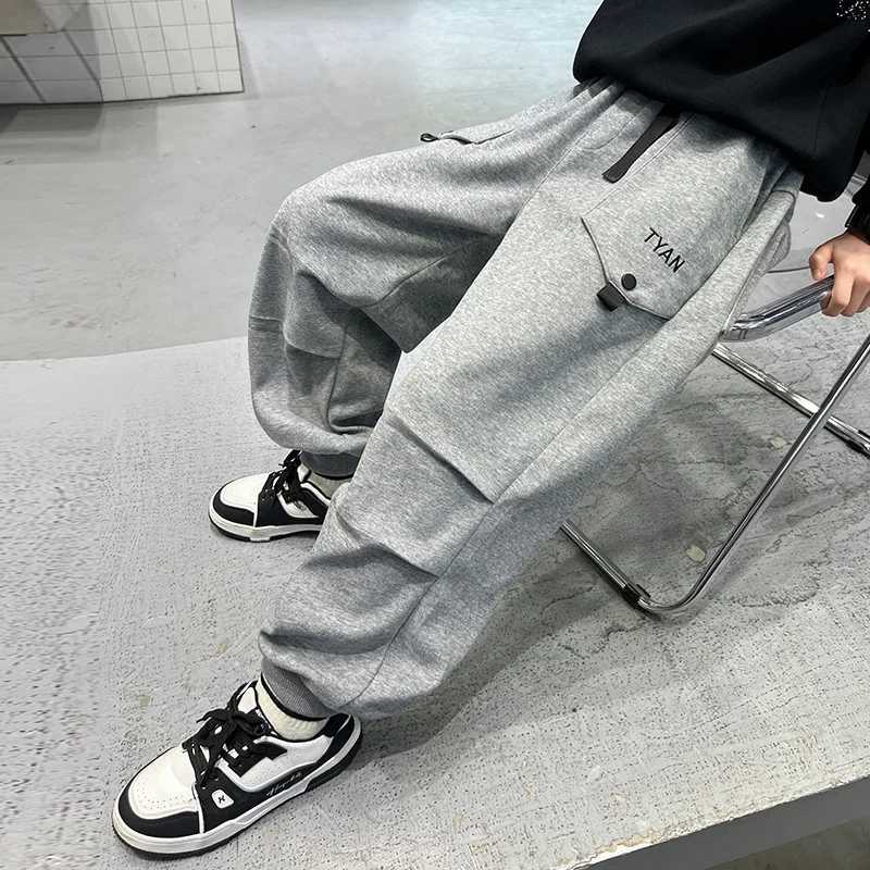 Autumn school boys cotton harem folding pants childrens sports pencil pants big childrens loose harem Trouser high-quality 5 to 14 years oldT250318