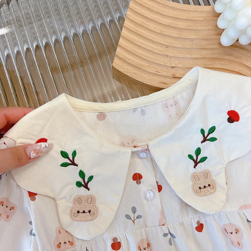 Baby Girl Shirt and Retro SpringSummer Style Doll Collar Flip Fashion Bottom Long Sleeve Casual Clothing 250319