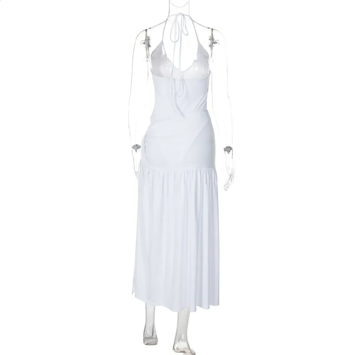 CM.YAYA Elegant Womens Set Sleeveless Strap Bodysuit Long Skirts Set Autumn Tracksuit Sexy Tie Up Two 2 Piece Set Outfits 250319