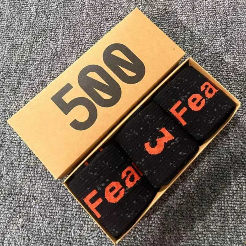 Black Cotton Socks with Digits Letters - 3 pairs in a Gift Box for Casual and Sports use X250319