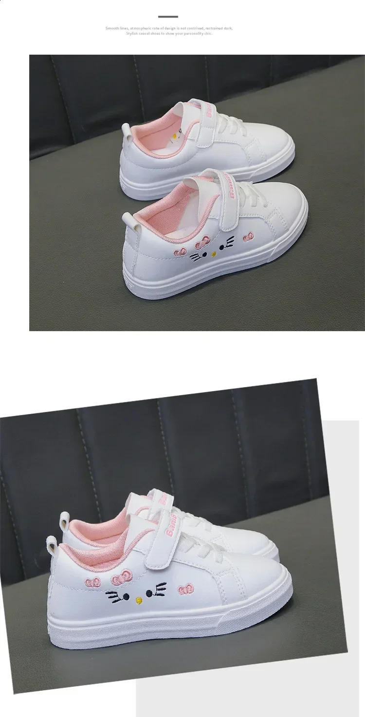 Four Seasons Childrens Board Shoes Boys Sports Running Shoes Girls Fashion Leather Flat Shoes Kids Soft Bottom Casual Shoes 250319