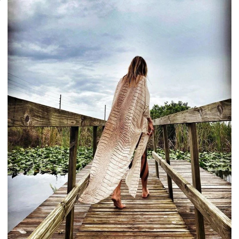 BIKINI Women Beach Dress Cover-Ups Long Stylish Tie Dye Open Front Beach Outfits Bathing Suit 250319
