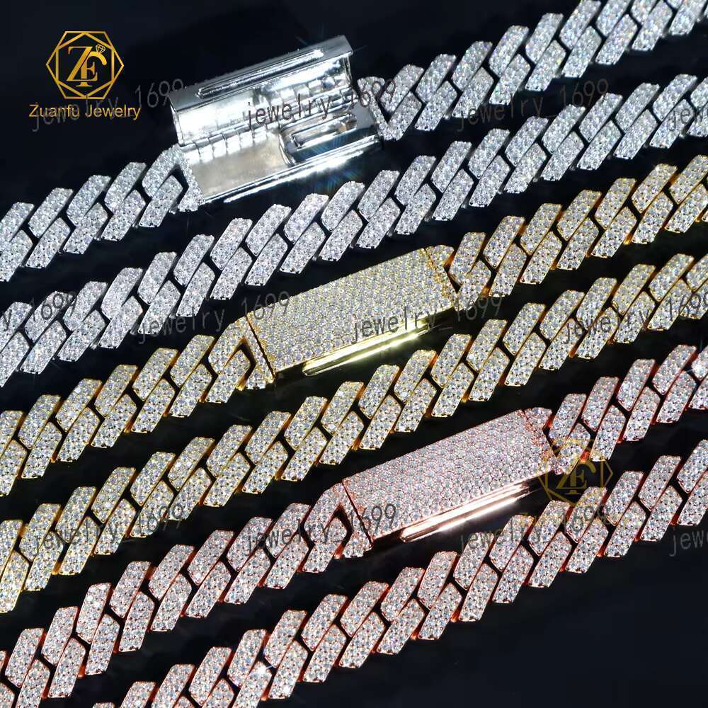 Drop Shipping VVS Moissanite Cuban Chain 10mm 12mm 13mm 15mm Hip Hop Necklace Mens Accessories