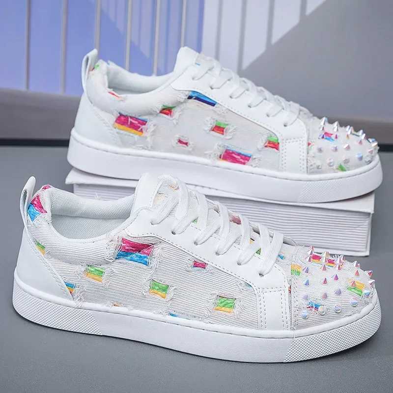 Sports shoes casual mens designer punk board shoes Fi leather canvas breathable height lifting flat white shoes Y250318