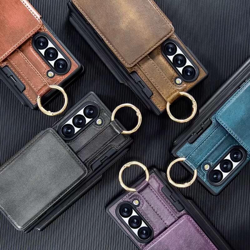 New case Business Style PC+Leather Material Pen Mobile Phone Shell for Samsung Fold 6 Multi Color with Slot