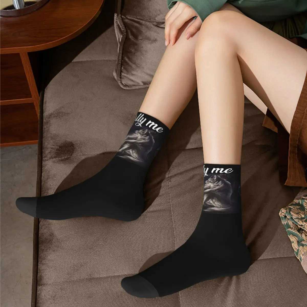 Literally Me Wolf Funny Meme Theme Crew Socks Accessories for Female Non-slip Print Socks X250319
