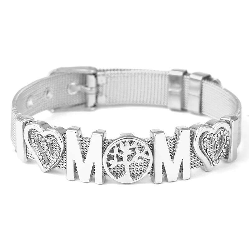 10mm Crystal MOM Life Tree Beads Charm Bracelets DIY Mesh Keeper Bracelets Pulseras Mujer For Women Men Brand Best Jewelry Gift