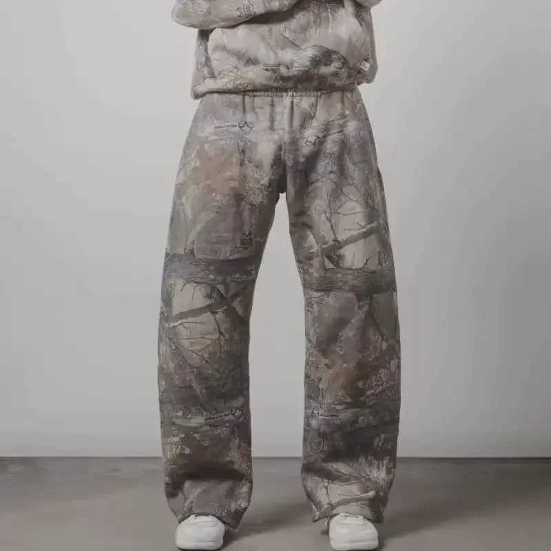 Y2K Mens Bag Pants Harajuku Camo Pattern High Quality Retro Sports Pants Hip Hop Mens Wide Leg MensT250319