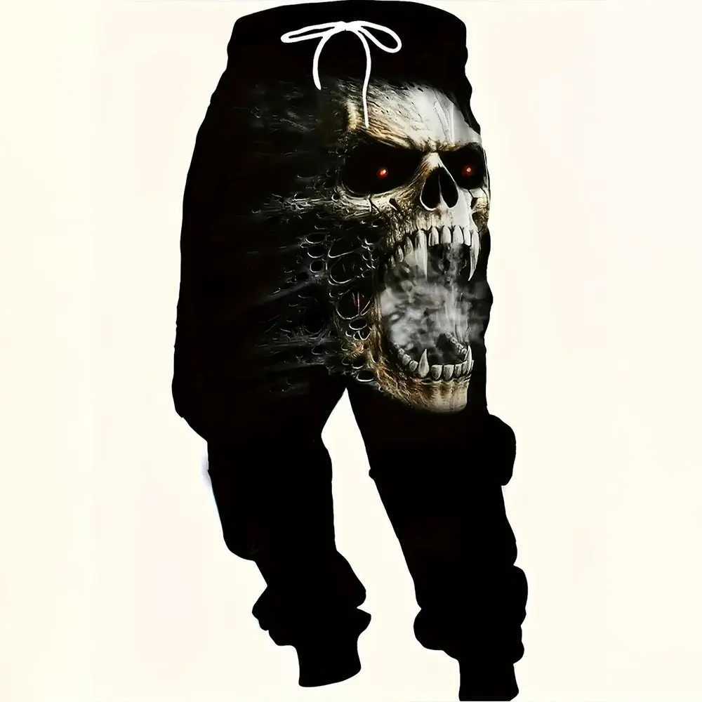 2024 New Fashion Wolf Print Sweatpants Winter Thick Warm Pants Men Loose Casual Pocket Drawstring Sweatpants Mens Sports Pants X250319