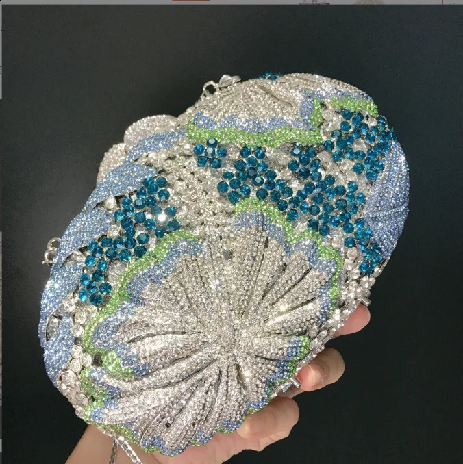 Blue/Yellow/White Multicolored Diamond Crystal Clutch Rhinestone Women Clutches High Quality Phone Wallet Party Purse Bag 250314