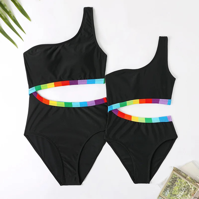 Mother Kids Girls Swimsuit Swimming Clothing Women Beach Bikini Bathing Suit Family Matching Swimwear Mummy Daughter Beachwear 250319