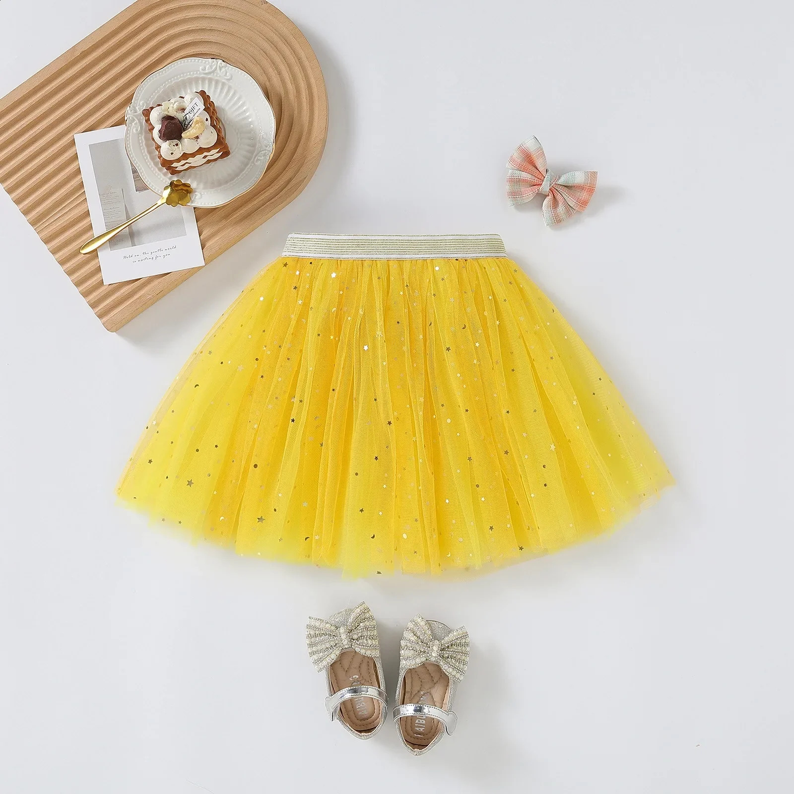 2025 Baby Girls Tulle Star Short Tutu Skirt Children Fancy Ballet Dancewear Party Costume Ball Gown Mini Skirt 1-5Y 250319