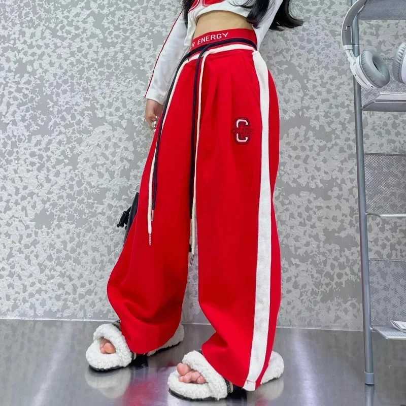 Girls Pants Letter Print Wide Leg Pants for Teenager Girl Spring Autumn Childrens Trousers Casual Style Clothes 4 6 8 10 12 YrsT250318