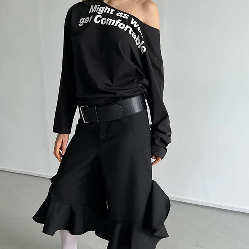 SpringAutumn High Quality Fashionable Sexy Loose Long Sleeve T-shirt Retro Casual Elegant Exquisite High Street Womens Top 250319